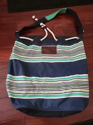 Vtg Abercrombie & Fitch Canvas Tote Bag Blue Travel Work Outdoors Beach Barrel - Image 1 of 4