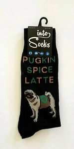 Pugkin MOPS DOG Pumpkin Spice Latte SOCKEN Herren Crew Größe 7-12 Spaß GESCHENK - Bild 1 von 1