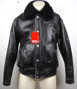 DIESEL L-MUDS FUR GIACCA Leather Lederjacke Bikerjacke Black Gr.50 NEU ETIKETT - Bild 1 von 18