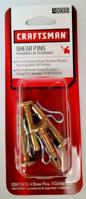 Craftsman Snowblower Shear Pins 88389 Contains (4) 738-04155 and (4)714-04040 - Image 1 of 1