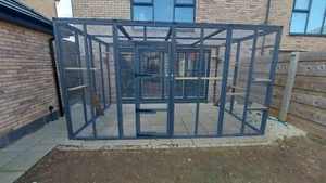 3 Sided Catio 8ft wide (2sides) x 14ft long (1 side) x 7ft 6" high, Mesh Roof - Picture 1 of 5