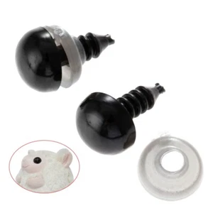 Black Plastic Safety Eyes with Washers 6-20mm Toy Teddy Bear Dolls DIY Craft - Picture 1 of 33