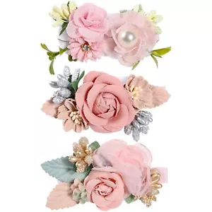 Girls Flower Hair Bows and Clips Set - 3pcs Accessories for Baby Toddler and ... - Picture 1 of 7