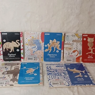 Robotime 3D Wooden Puzzles- Shark elephant dinosaur- Lot of 5 Puzzles - Image 1 of 4