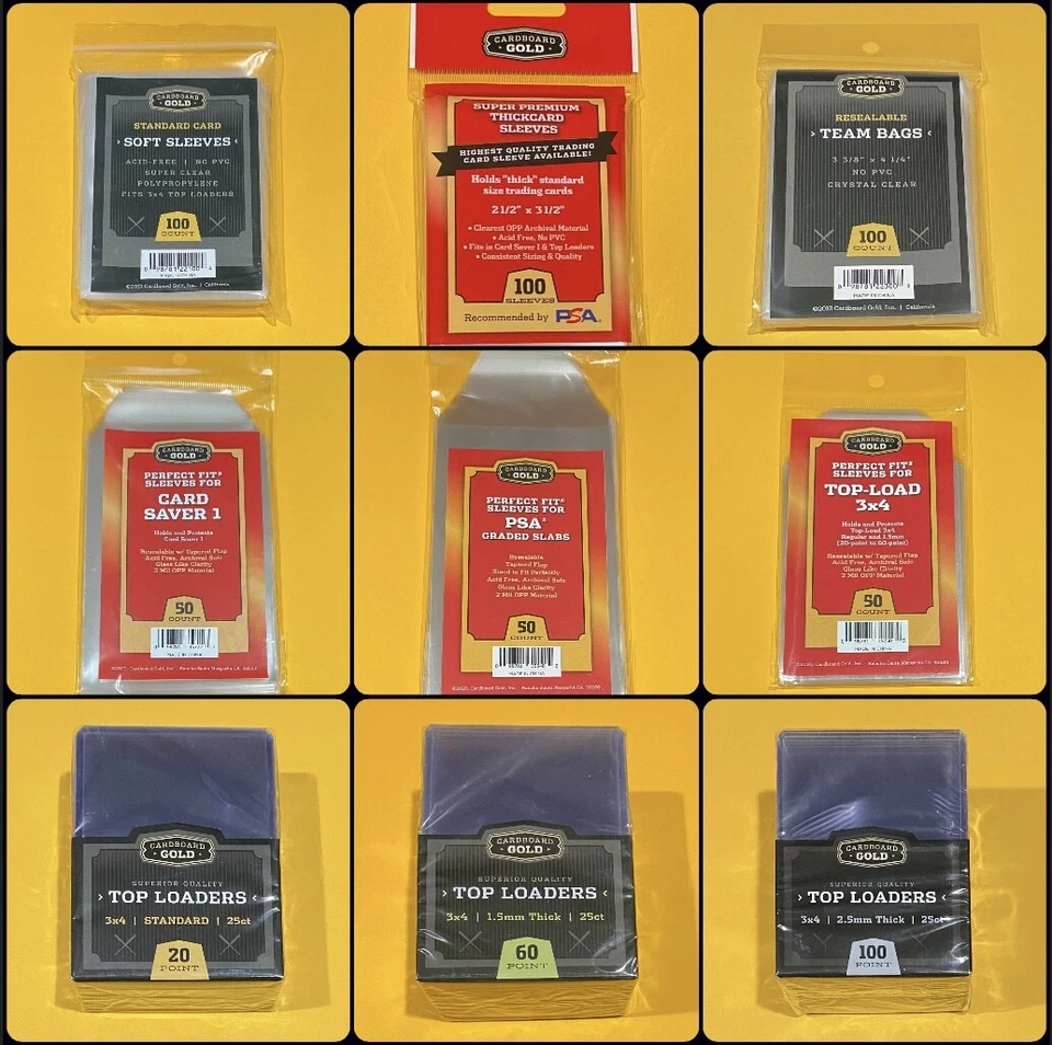 Cardboard Gold Top Loaders / Sleeves / Bags / Card Savers - 20/60/100/240 point  - Image 1 of 1