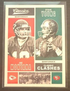 2017 Panini Classics JOE MONTANA STEVE YOUNG Classic Clashes Insert #CC-JMSY - Picture 1 of 2