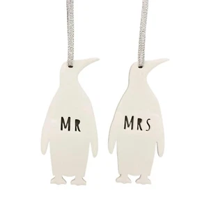 Penguin Anniversary Ornament For Couples Wedding Husband Wife Boyfriend Mr Mrs - Picture 1 of 13