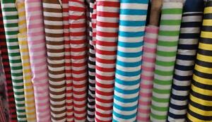 Wide Stripe Print Cotton Blend Fabric 59" Wide by the Yard -Assorted Colors 