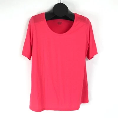 Camiseta tejida cuello redondo Lane Bryant para mujer Plus 14/16 rosa manga corta elástica Foto 1 de 4