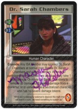 Babylon 5 CCG Crusade Embossed Card Dr. Sarah Chambers Marjean Autograph Pink