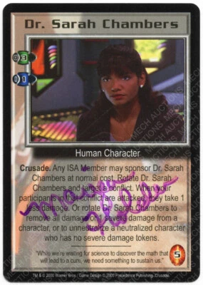 Babylon 5 CCG Crusade Embossed Card Dr. Sarah Chambers Marjean Autograph Pink - Image 1 of 3