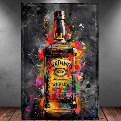 LEINWAND BILDER XXL POP ART WHISKEY FLASCHE GRAFFITI ABSTRAKT WAND POSTER WHISKY - Bild 1 von 4
