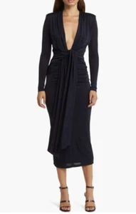  Misha Francis Jersey Midikleid Gr. 36 / US Small blau stretchig V-Ausschnitt  - Bild 1 von 10