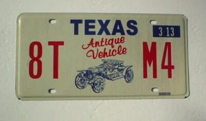 Texas Antique Vehicle License Plate 8T-M4 Flat 2013 Date - Picture 1 of 4