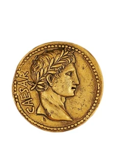 Julius Caesar Roman Gold Coin Fridge Magnet 5cm Diameter New In Sealed Packaging - Picture 1 of 2