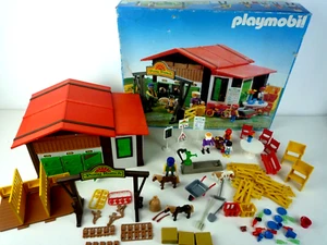 VINTAGE PLAYMOBIL 3775 PONY RANCH MIT FIGUREN & PFERDEN KOMPLETT MIT BOX - Bild 1 von 21