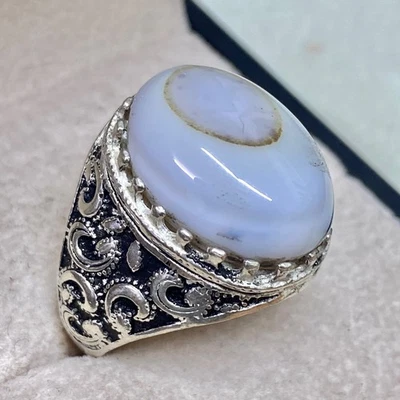 Anillos de hombre de plata 925 anillo de hombre ojo natural sulaimani ágata aqeeq piedras preciosas Foto 1 de 4