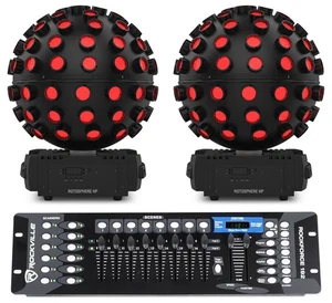 (2) Chauvet DJ Rotosphere HP LED Rotating Mirror Ball Simulators+DMX Controller - Picture 1 of 12