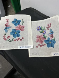 Handgemalte Nadelspitze Leinwand Blumenmuster 2er Set - Bild 1 von 4