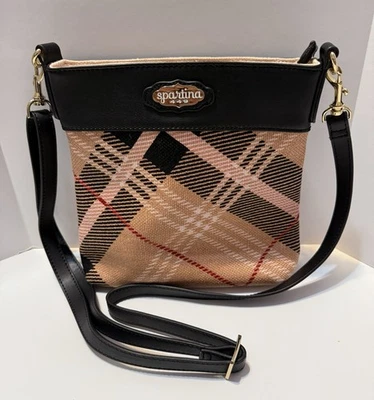 Spartina 449 Telfair Pink Plaid Hipster Crossbody Bag With Matching Key Chain - Image 1 of 4