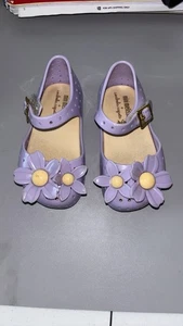 Mini Melissa Light Purple Floral Mary Janes Ankle Strap Flats Toddler Size 7 - Picture 1 of 4