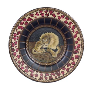 Zeckos 15 Inch Diameter Hand Painted Lion Decorative Plate - Picture 1 of 3