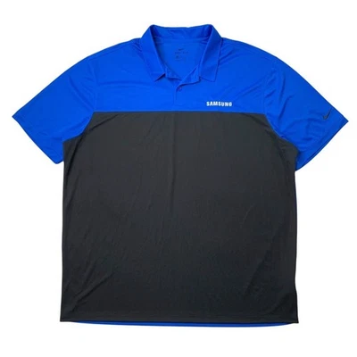 Camisa Polo Nike Para Hombres 2XL Negra Azul Dri Fit Bloque de Color Micro Piqué Golf Samsung Foto 1 de 4