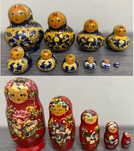 Vintage russische Nestelpuppen, Matroschka Puppen, 10 Teile & 5 Teile - ZWEI SETS! - Bild 1 von 9