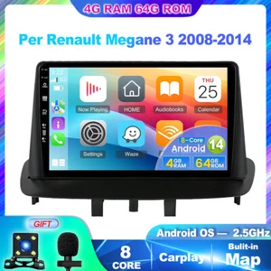 2DIN Per Renault Megane 3 2008-2014 Android 14 Navi GPS Autoradio DSP AM 4G+64GB - Foto 1 di 18
