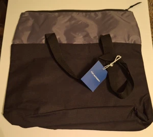 Port Authority Black and Gray Beach Bag Tote with pockets Zip Top New With Tags - Picture 1 of 7