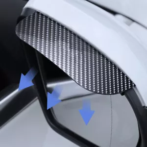 2X Car Rearview Mirror Rain Eyebrow Carbon Fiber Clip-on Visor Cover Accessories - Picture 1 of 14