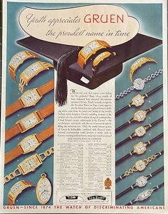 1937 Gruen Stampa Pubblicità Il Nome Più Orgoglioso Nel Tempo Orologio Da Polso Vintage Ephemera - Foto 1 di 1