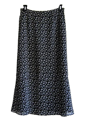 Maxi Falda Liz Claiborne Acampanada Negra Texturizada Forrada Pequeñas Flores Talla 12 -PERFECTA Foto 1 de 4