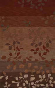 Red Leaves Vines Stripes Transitional Area Rug Striped SD1 - Picture 1 of 6