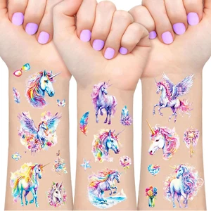 Einhorn Glitzer Tattoo Set Kinder, 12 Blätter Einhorn Fake Tattoos Für Kinder, U - Bild 1 von 6