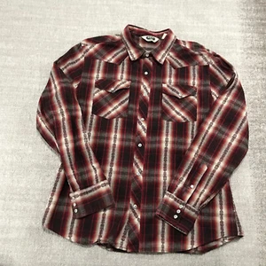 Salt Valley Shirt Mens Extra Large Button Up Southwestern Red Beige Pearl Snap - Picture 1 of 12