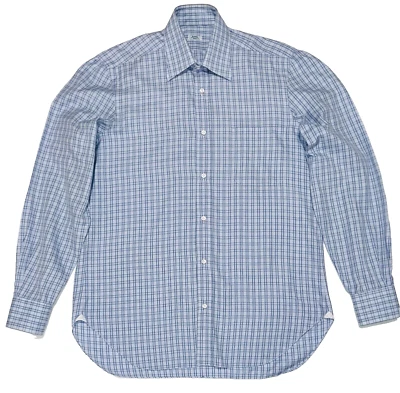 $331 Barba Napoli Cucita a Mano Italian Fine Cotton Plaid Dress Shirt 15.75/40 - Image 1 of 4