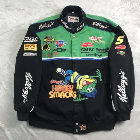 Vtg Chase Kyle Busch Kelloggs Honey Smacks NASCAR Jacket 2xl Racing 90s READ DES Cover