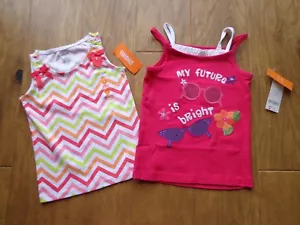 Gymboree Mädchen Neu mit Etikett Gr. 6 Tanktops (2) rosa (Future is bright) & Zick-Zack-Streifen - Bild 1 von 7