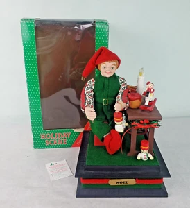 Vintage 1991 Crestone Products Holiday Scene Elf Toy Maker Christmas Decor - Picture 1 of 11
