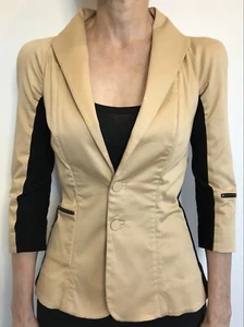 Willow Size 8 Pale Mustard Black Panelled Jacket Designer - Picture 1 of 12