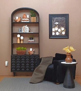 ⚫SCHWARZER SCHRANK & REGAL für WOHNZIMMER Konsole MÖBEL Haus 1/6 passend für BARBIE - Bild 1 von 7