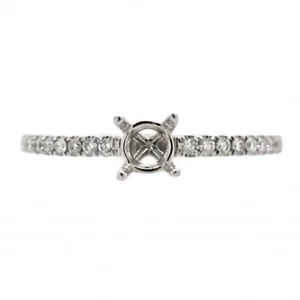 Anillo semi-montaje redondo 4 mm en oro blanco de 14 k con detalles de diamantes (36737) - Imagen 1 de 7