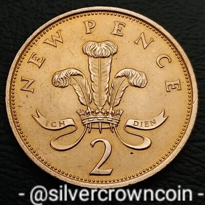Gran Bretaña 🇬🇧 Reino Unido 2 peniques nuevos 1981. KM#916. Moneda de dos centavos. Plumas galesas. Foto 1 de 4