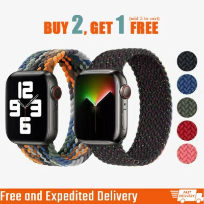 Braided Solo Loop Nylon Strap For Apple Watch Series 7 6 SE 5 38/42/41/45mm Band - Image 1 of 4