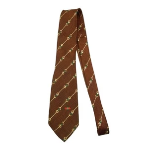Gucci Tie Silk Dark Brown Stripe Italy Men's Classic Designer Necktie - Picture 1 of 5