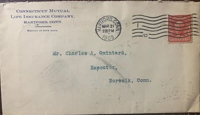 Hartford Conn Postal Advertising Cover Flag Receiving Cancel Worldwide - Image 1 of 2