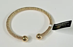 Banana Republic Gold Tone Open Cuff Bracelet with balls ends - NWT - Picture 1 of 6