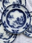 Spode Landscape Copeland 4 Assiettes à Dessert Décor Pagode Fin 19 Ieme