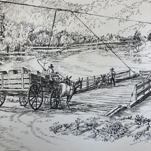 Elizabeth Sterne Print 17x11 Kimberling Ferry Missouri Artwork Vintage - Picture 1 of 5